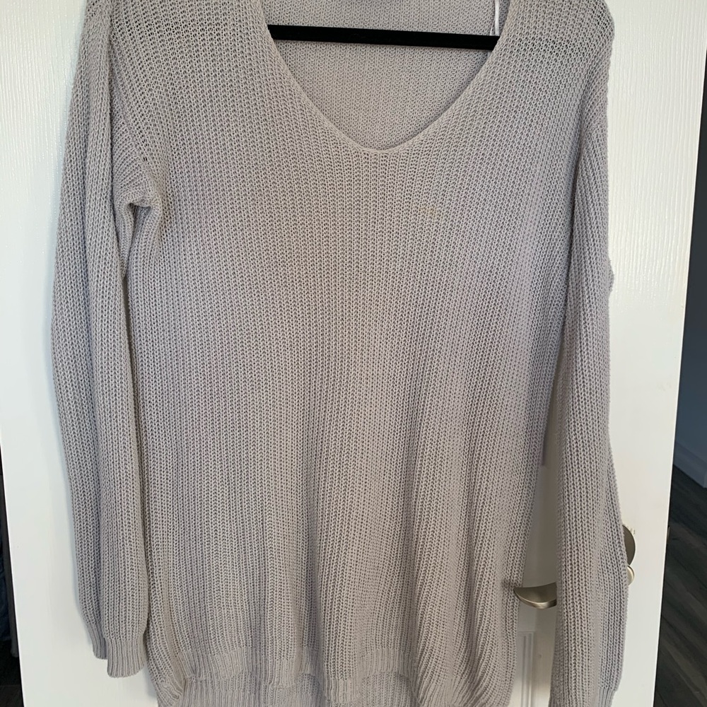 Gray oversized knitted sweater